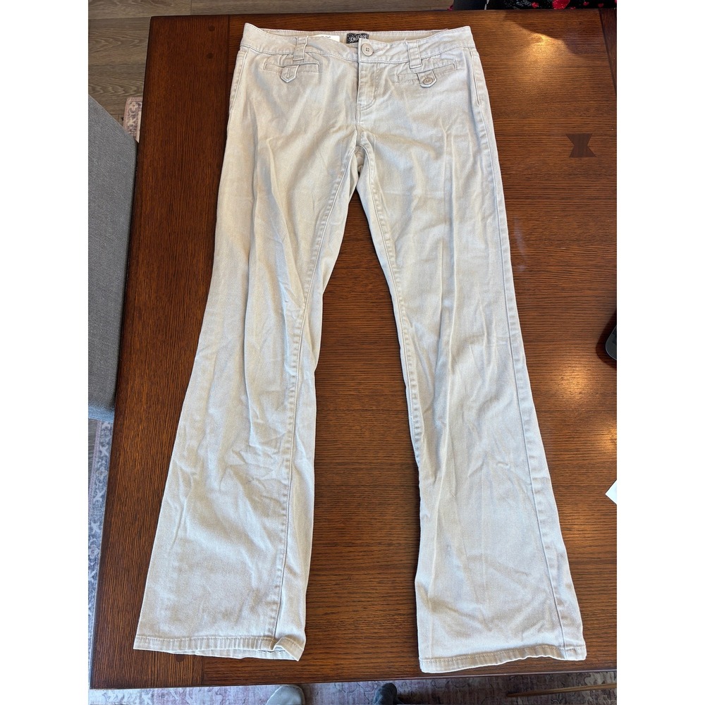 BeBop Women Khaki Flare Pants Tan‎ Low Rise Stretch Trousers Size 9